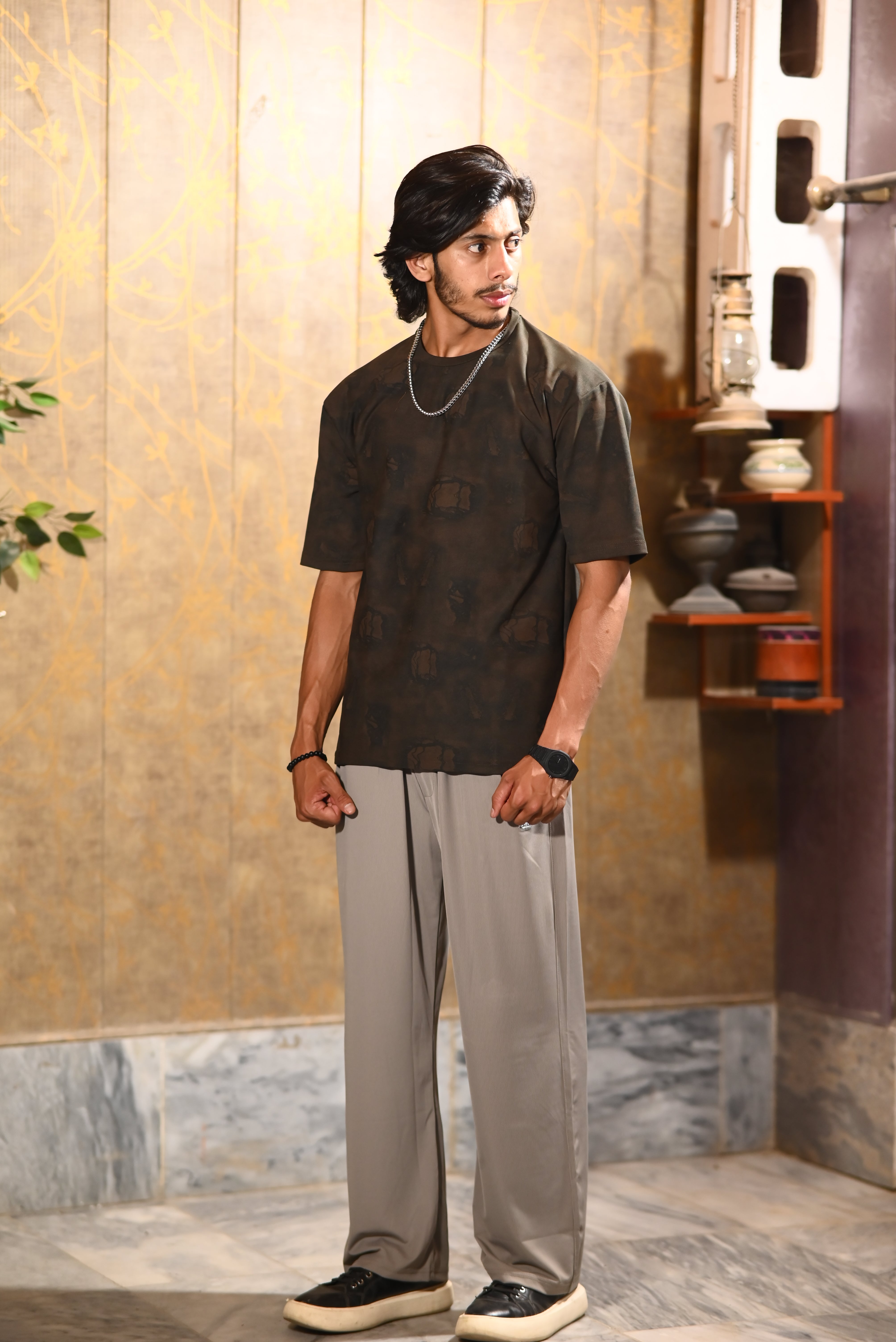 Premium Korean Combo Set — Oversized Printed Tee + Wide Leg Pants