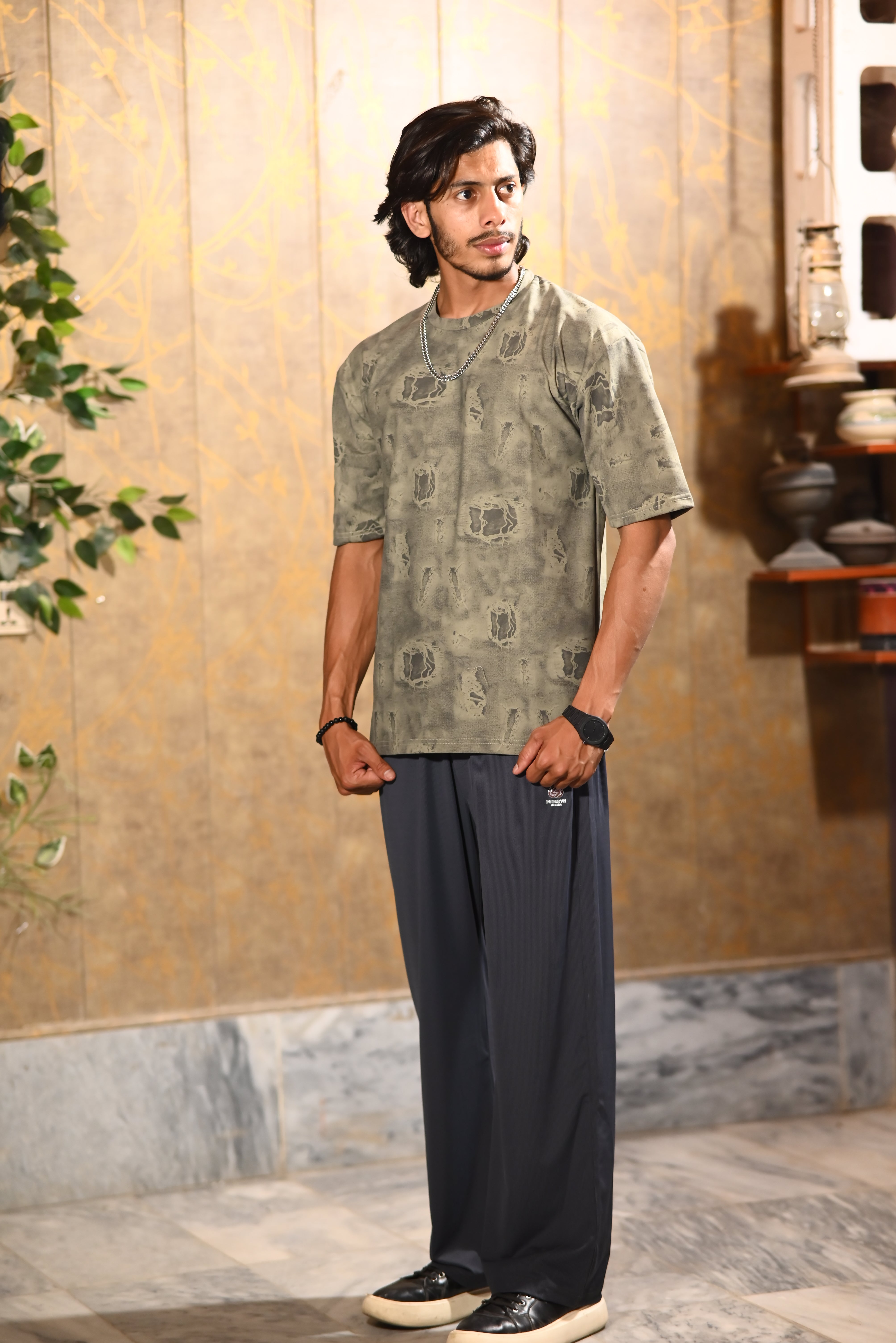 Premium Korean Combo Set — Oversized Printed Tee + Wide Leg Pants