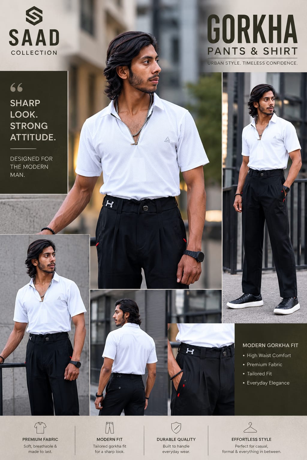 Premium Gurkha Pants + Polo Shirt Combo — Smart Casual Set