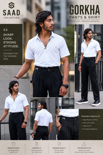 Premium Gurkha Pants + Polo Shirt Combo — Smart Casual Set
