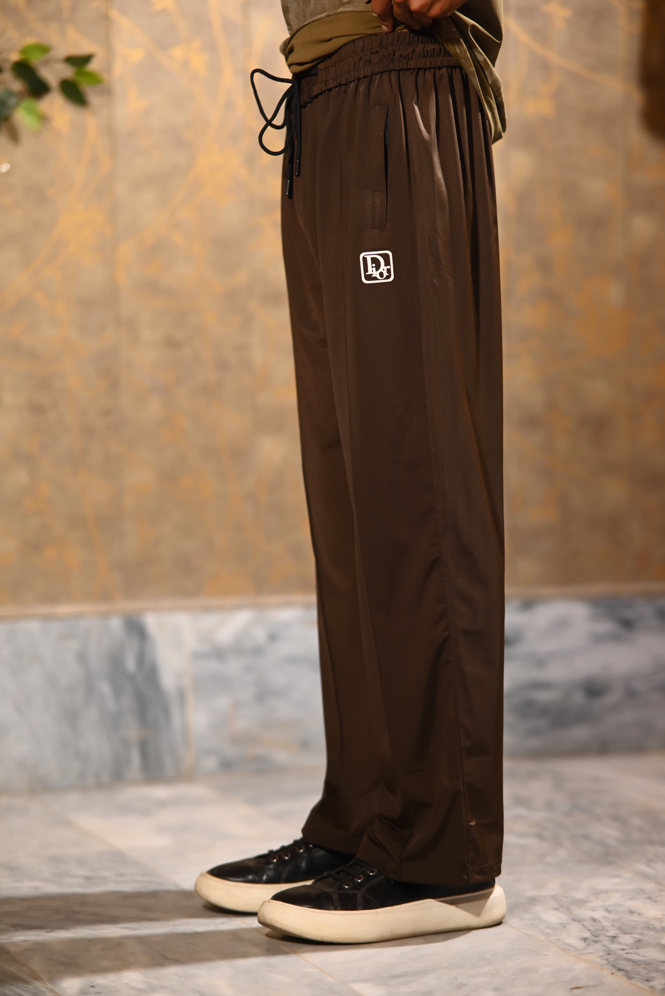 Premium Classic Combo Set — Black Tee + Beige Wide Leg Pants